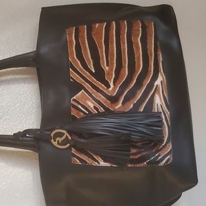 Varriale Italian Patent Leather and Calf Hair Luxury Bag.